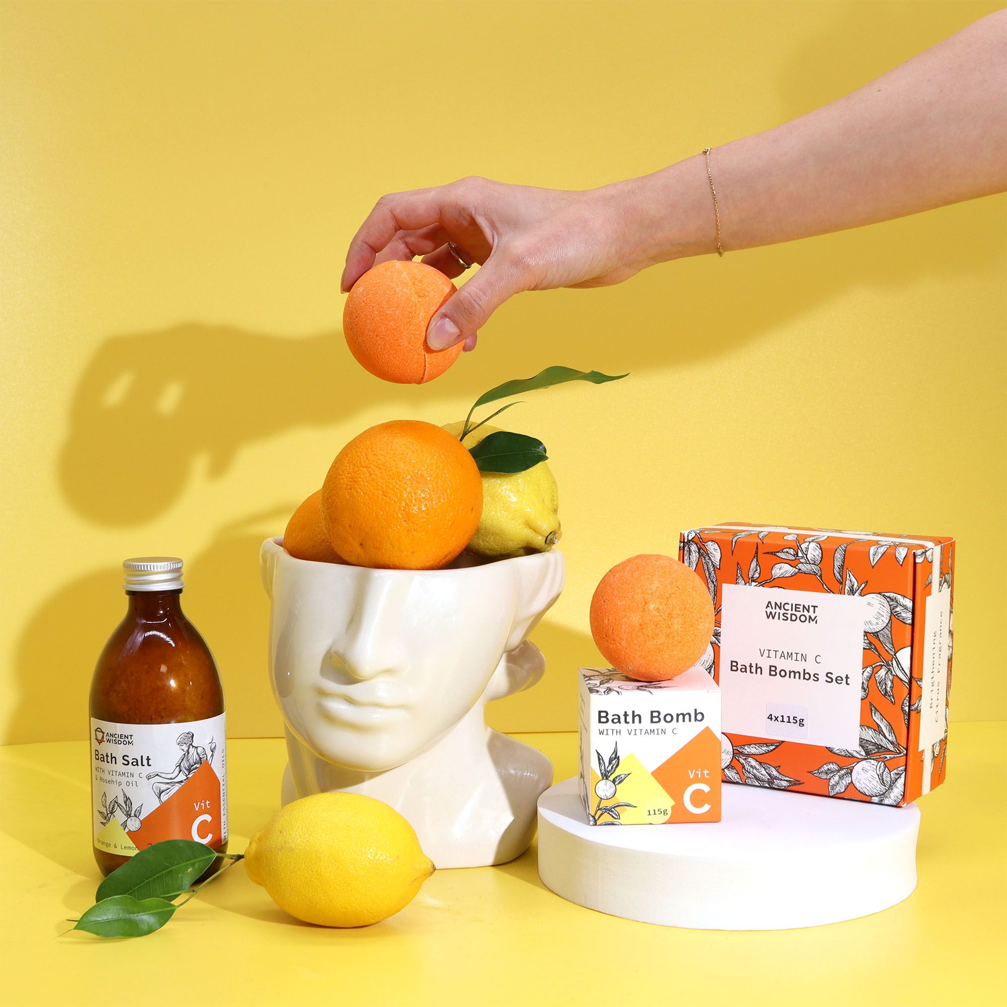 Vitamin-C-Badebombe mit ätherischen Ölen